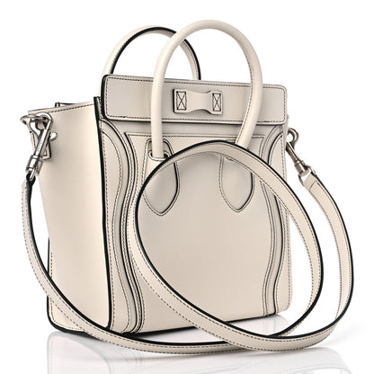 Celine Satin Calfskin Nano Debossed Luggage White 2 of 13