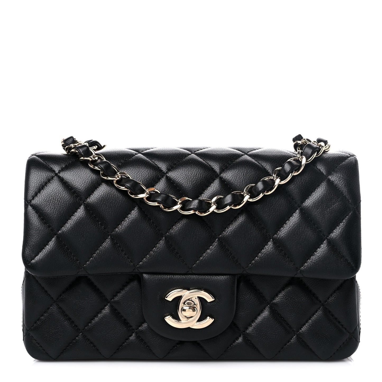 Lambskin Quilted Mini Rectangular Flap Black