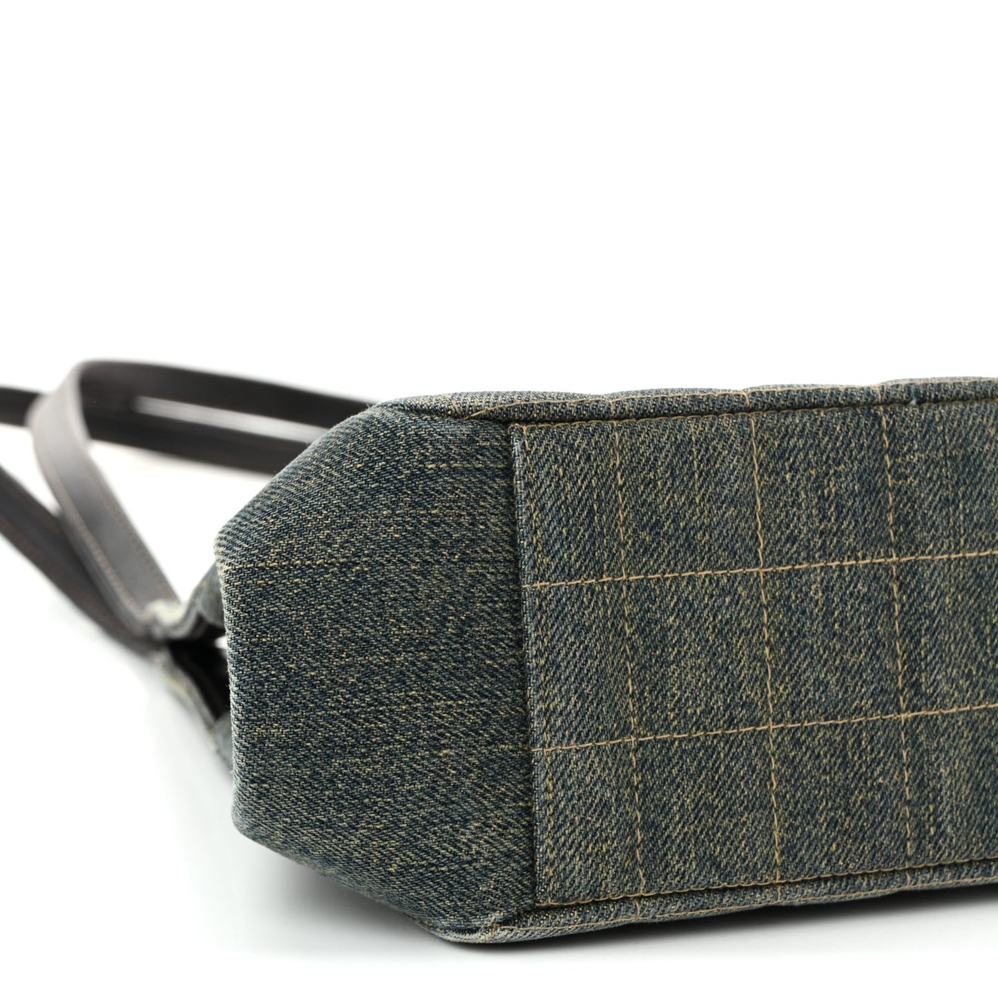 Denim Quilted CC Chocolate Bar Shoulder Bag Blue