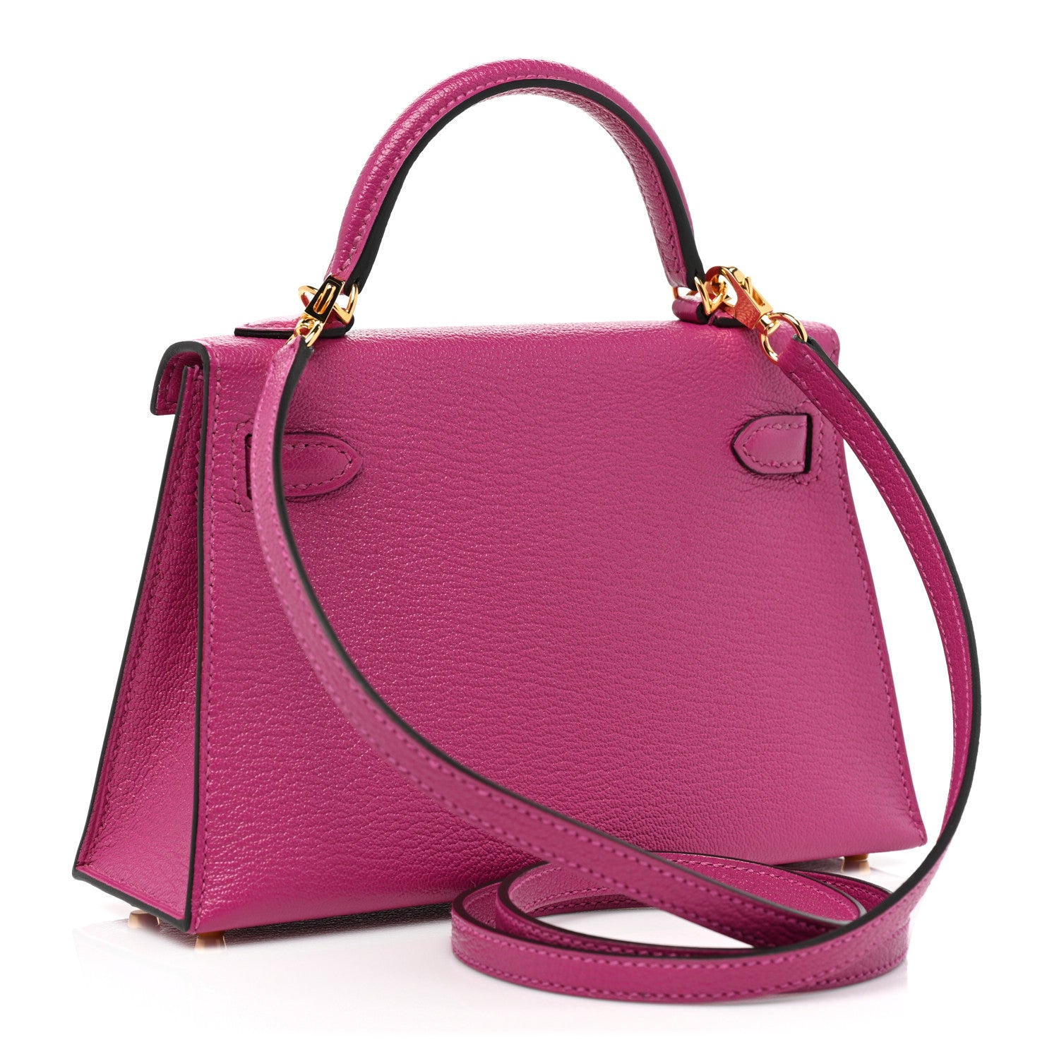 Hermes Chevre Mysore Mini Kelly Sellier 20 Rose Pourpre 3 of 7