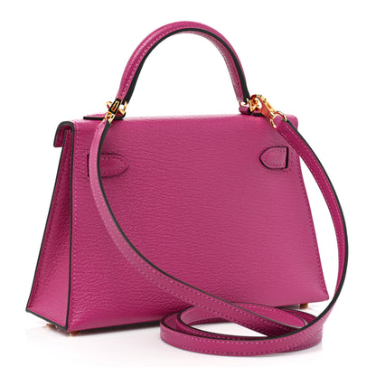 Hermes Chevre Mysore Mini Kelly Sellier 20 Rose Pourpre 3 of 7