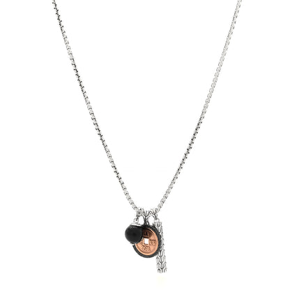 John Hardy Sterling Silver Bronze Black Onyx Classic Chain 3 Charm Necklace 1 of 4