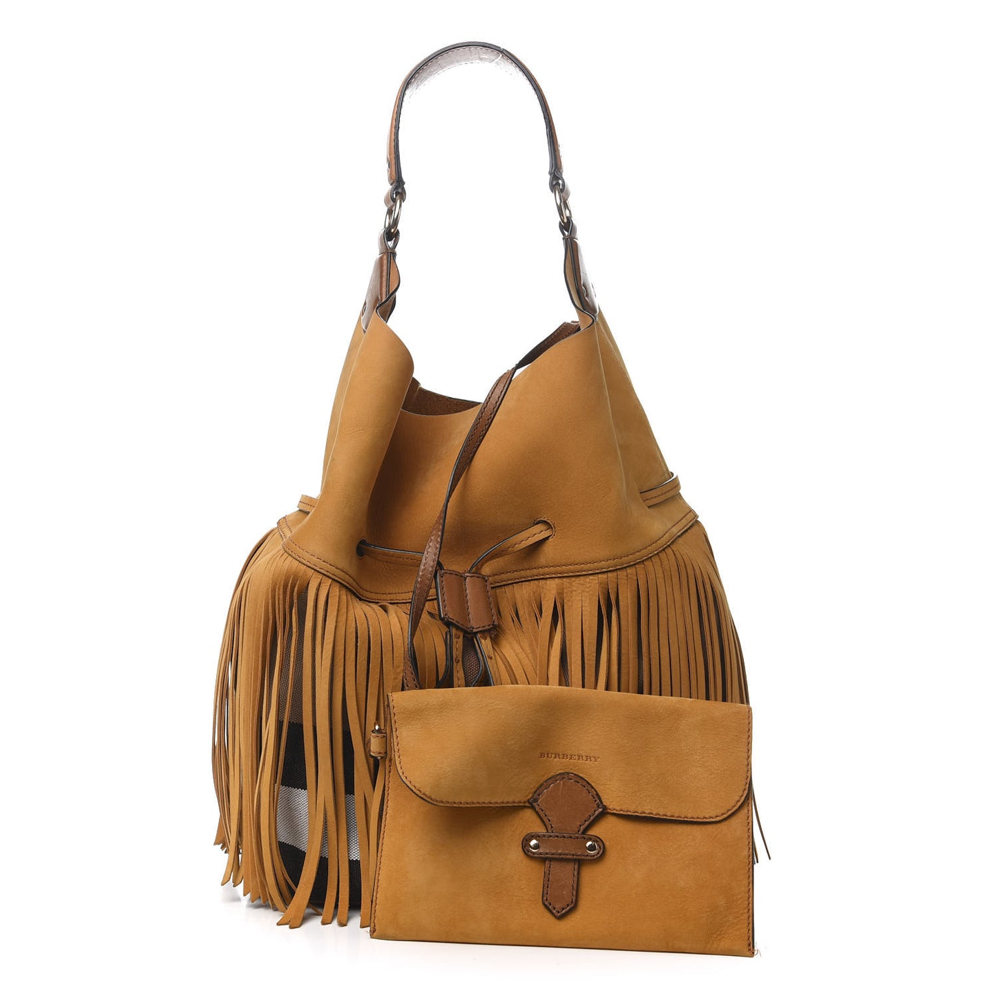 Suede Fringe Large Belgrove Bucket Bag Tan