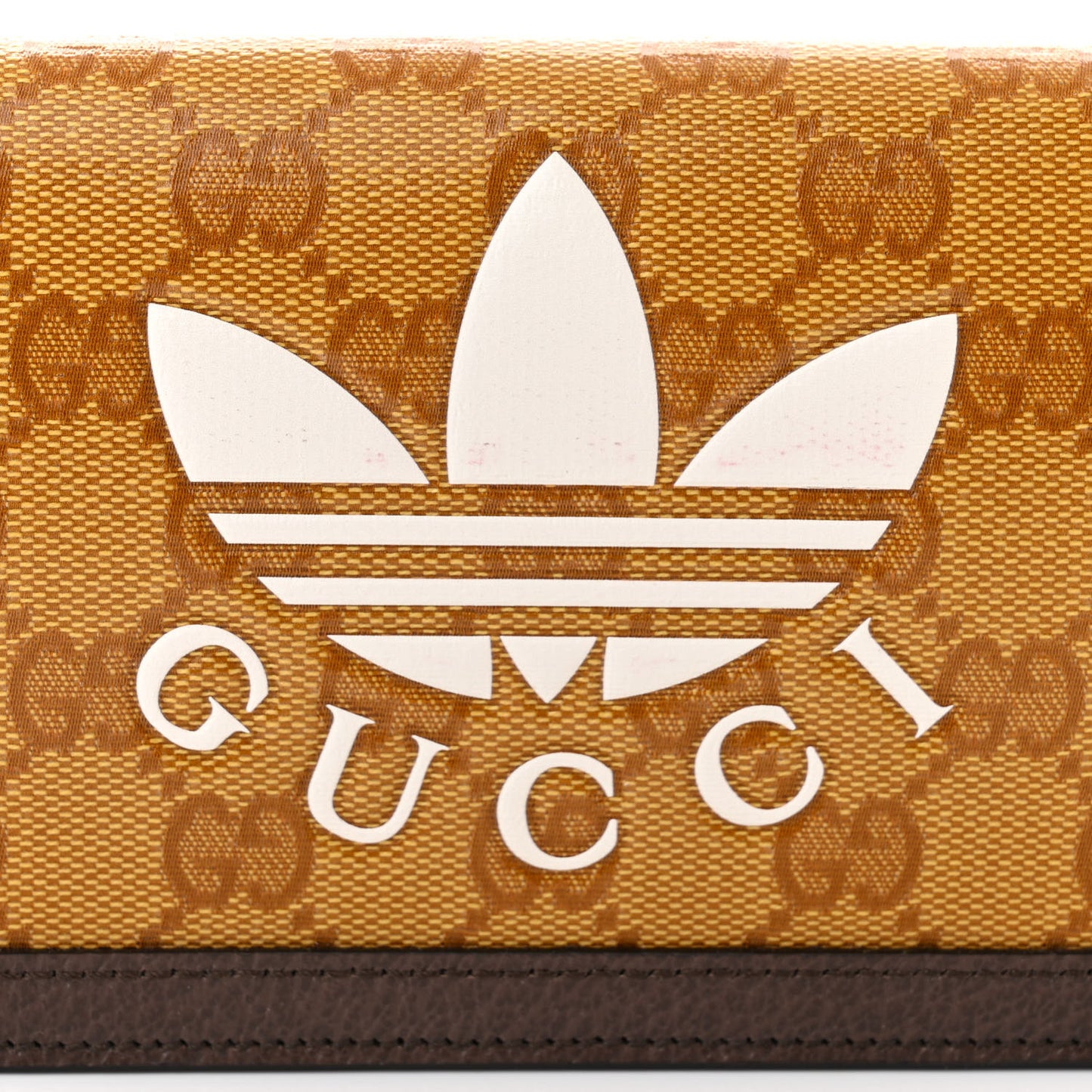 X ADIDAS Monogram Trefoil Embossed Wallet On Chain Brown