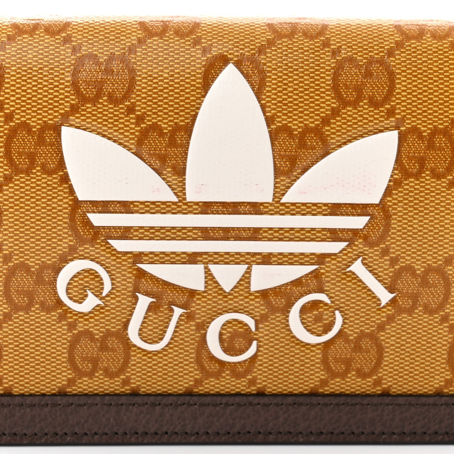 Gucci X ADIDAS Monogram Trefoil Embossed Wallet On Chain Brown 7 of 10