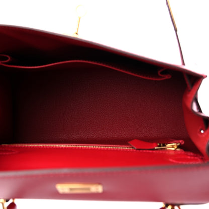 Hermes Tadelakt Kelly Sellier 25 Rouge Vif 5 of 11
