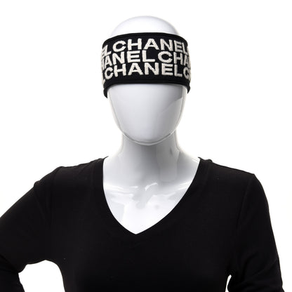 Chanel Cashmere Logo Headband Black White 2 of 7