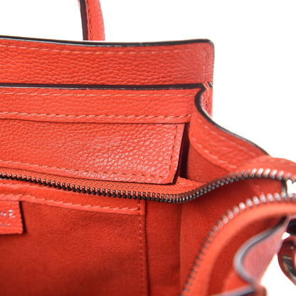 Celine Drummed Calfskin Nano Luggage Vermillion 8 of 16