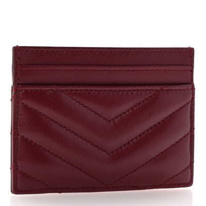 Saint Laurent Lambskin Matelasse Chevron Monogram Credit Card Case Rouge Cabernet 3 of 8