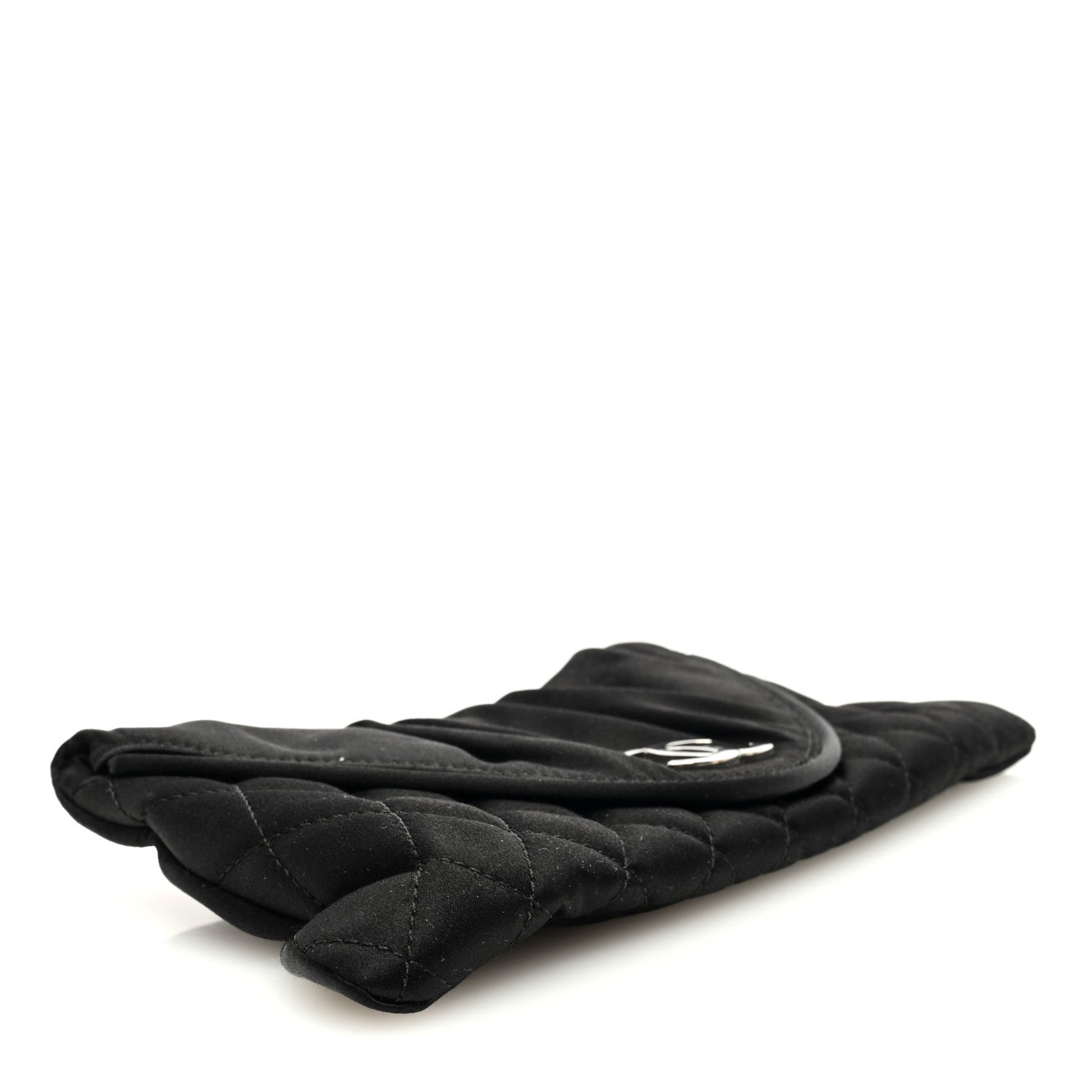 Chanel Satin Quilted Flap Clutch Clutch Black 4 of 10