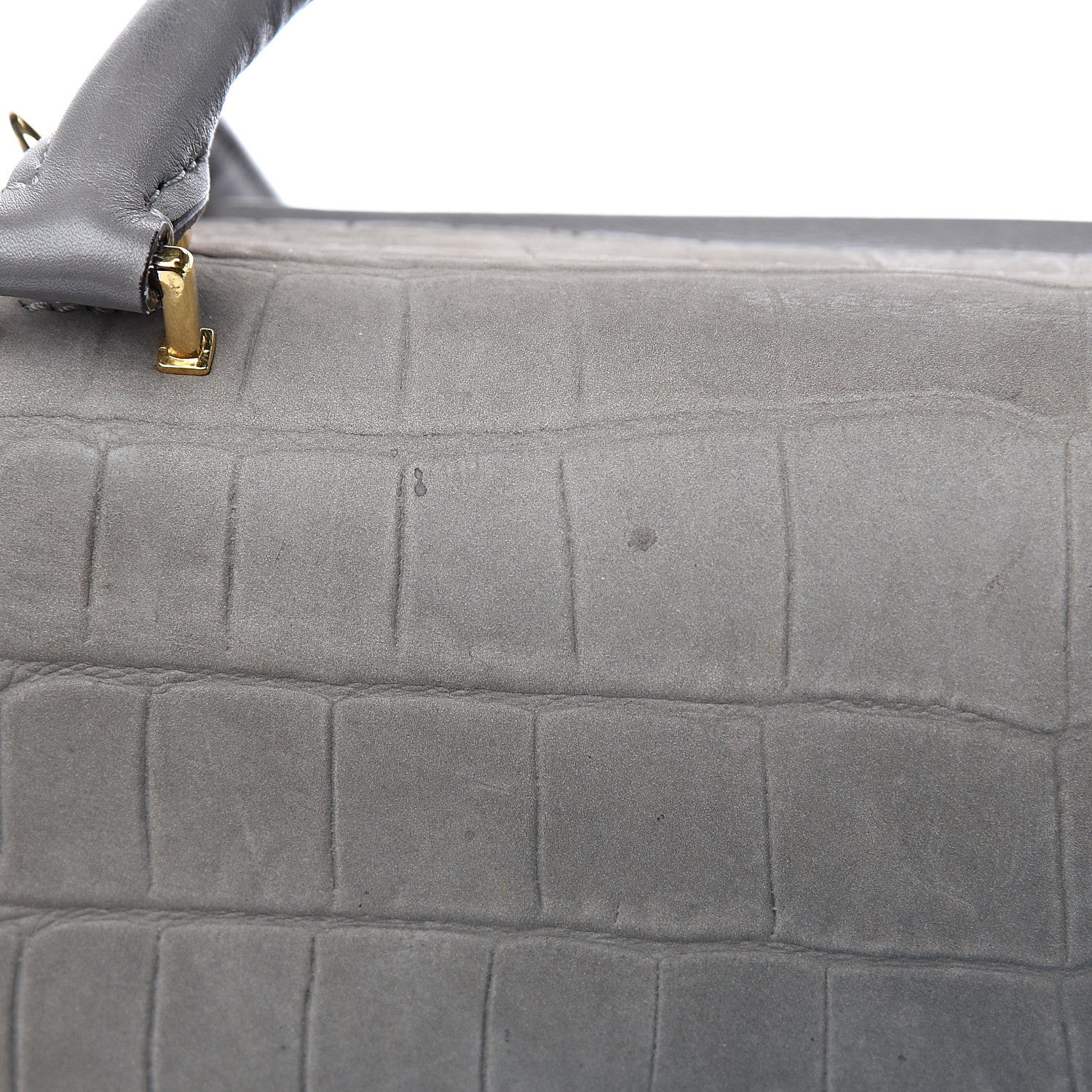 Celine Crocodile Embossed Nubuck Medium Trapeze Grey 22 of 23