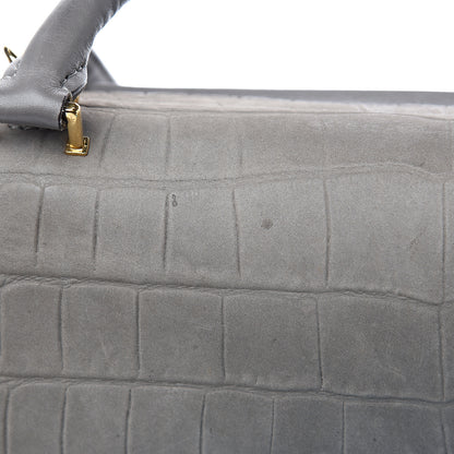 Celine Crocodile Embossed Nubuck Medium Trapeze Grey 22 of 23