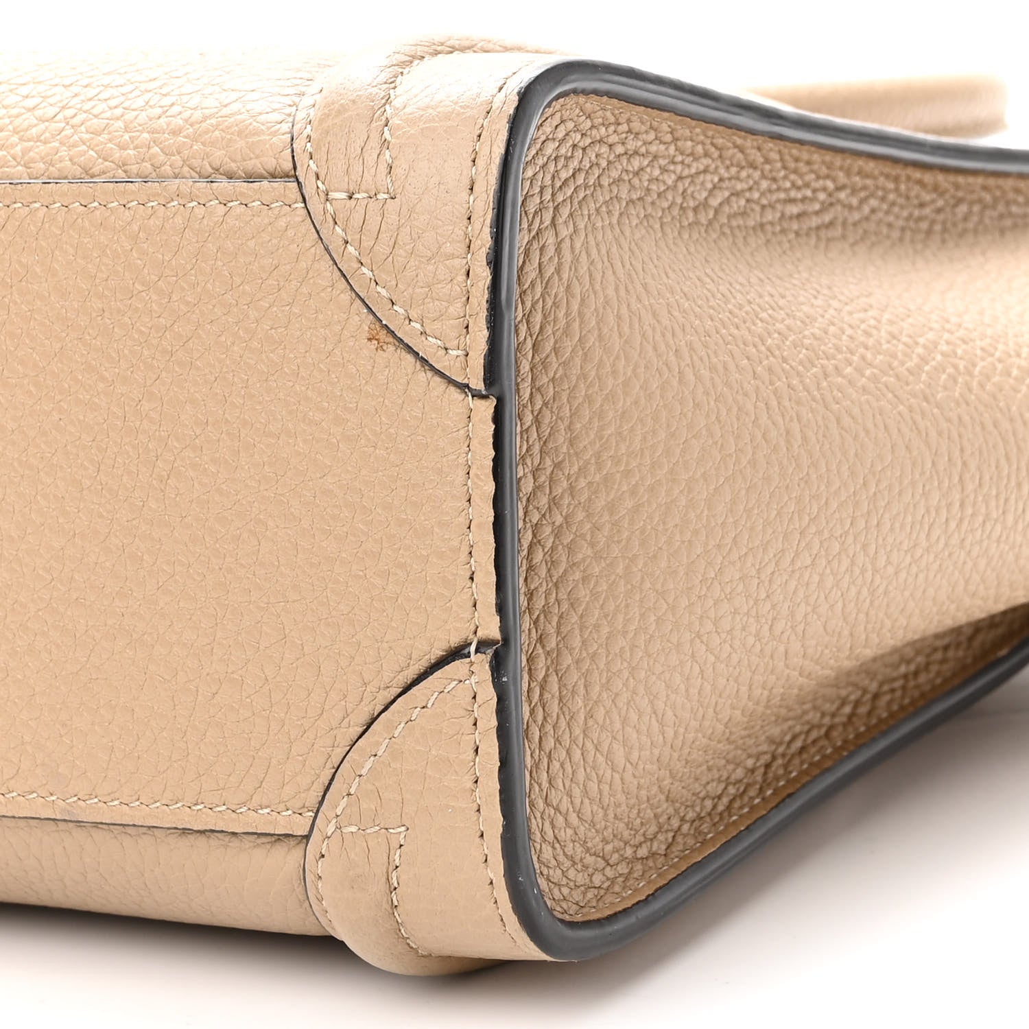 Celine Drummed Calfskin Nano Luggage Dune 9 of 17