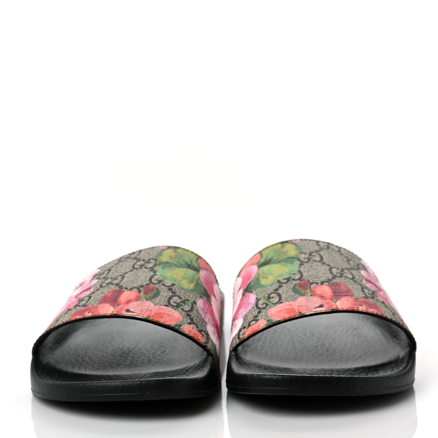 Gucci GG Supreme Monogram Blooms Slide Sandals 39 Beige Multicolor 2 of 6