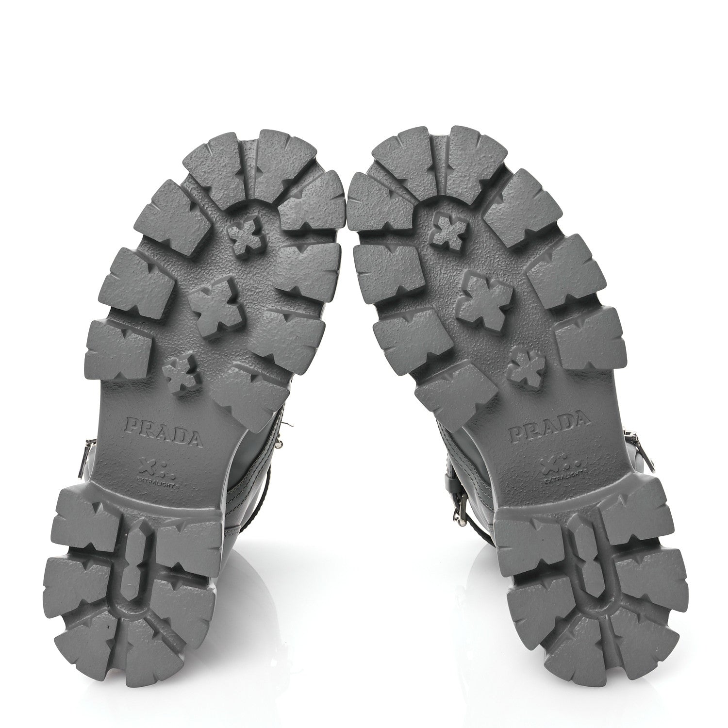 Prada Spazzolato Rois Re-Nylon Metal Triangle Logo Monolith Pouch Pocket 55mm Boots 38.5 Marble Grey 5 of 9