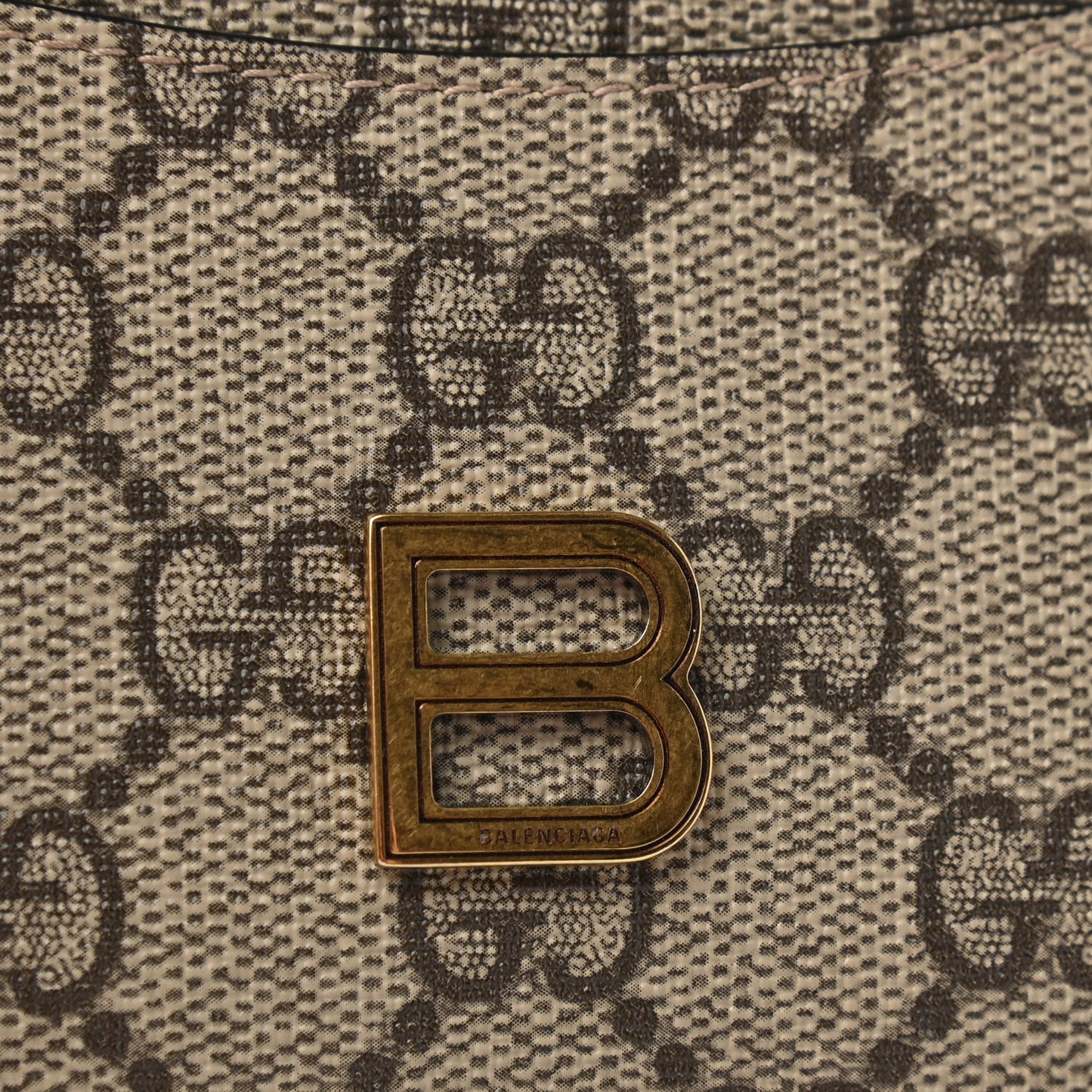X BALENCIAGA GG Supreme Monogram Zip Card Case Beige Ebony