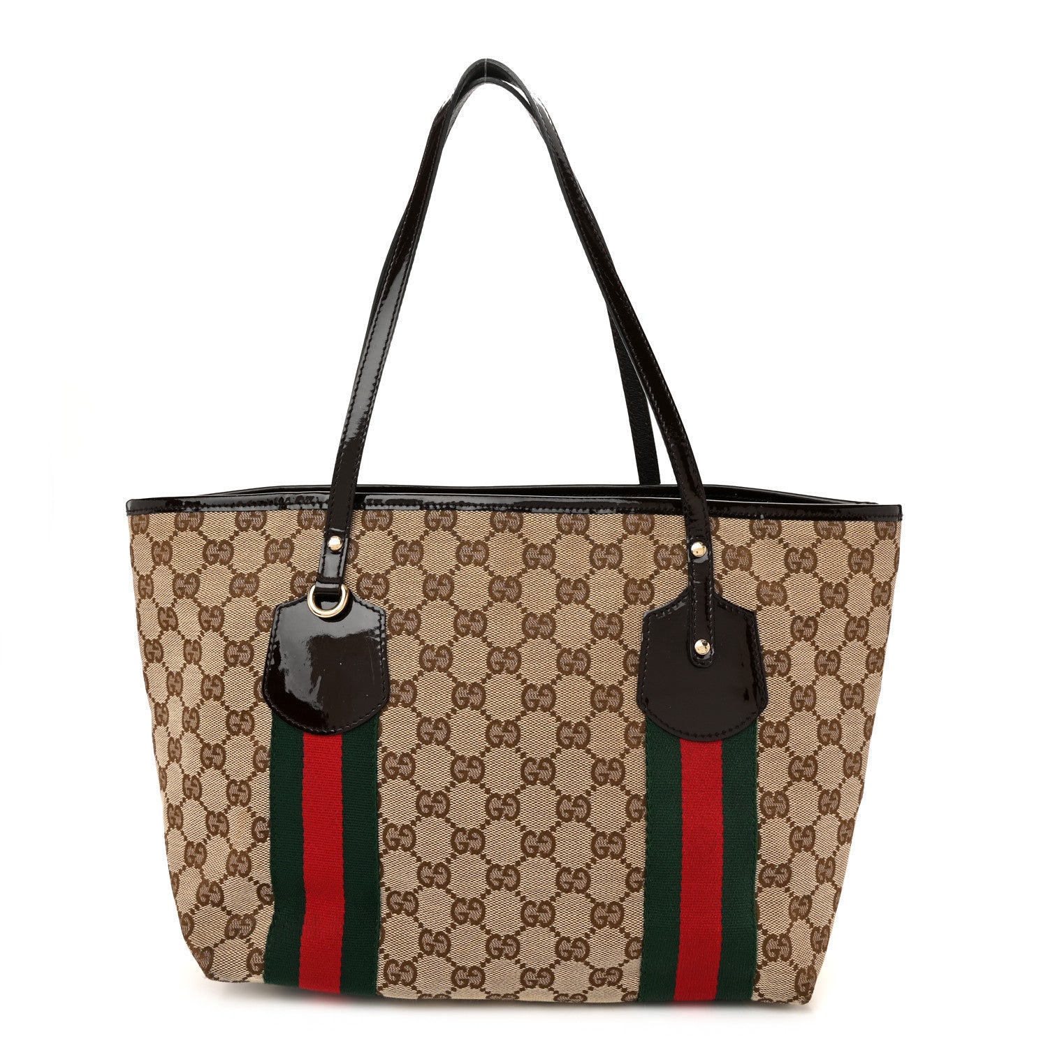 Gucci Monogram Web Medium Jolie Tote Brown 1 of 10