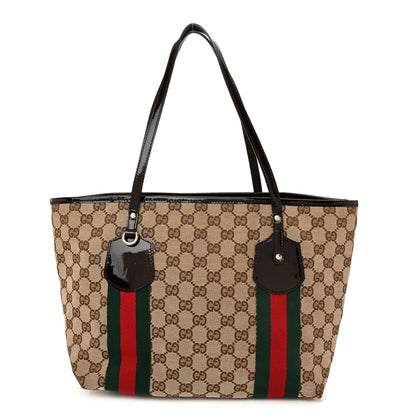 Gucci Monogram Web Medium Jolie Tote Brown 1 of 10