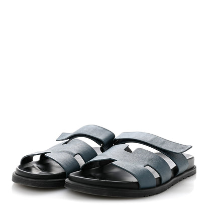 Hermes Epsom Mens Chypre Sandals 43 Bleu Canard 4 of 12