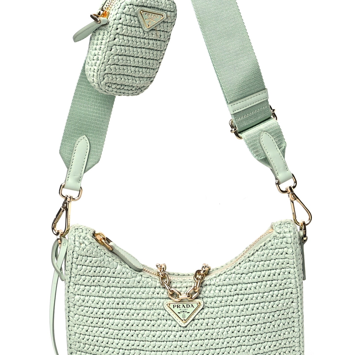 Yarn Raffia Effect Crochet Re-Edition 2005 Shoulder Bag Acqua