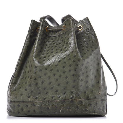 Hermes Ostrich Market Drawstring Bag 28 Vert Olive 1 of 15