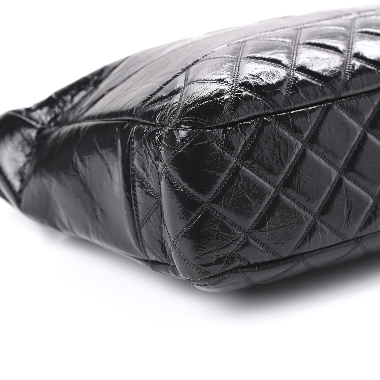 Chanel Shiny Aged Calfskin Quilted Small Shopping Bag Black 6 of 10