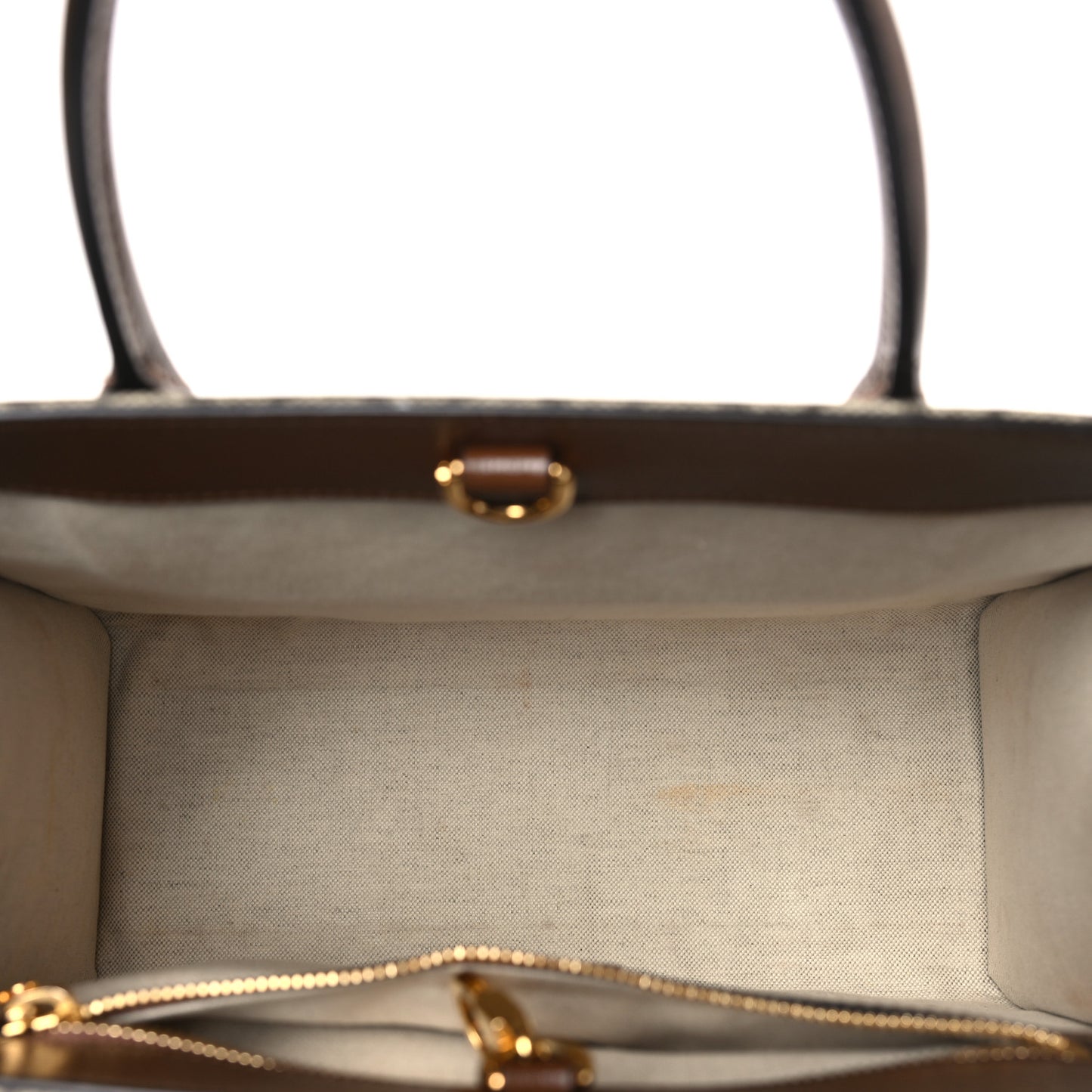 GG Supreme Monogram Azalea Calfskin Small Retro Interlocking G Tote Bag Beige Ebony Brown Sugar