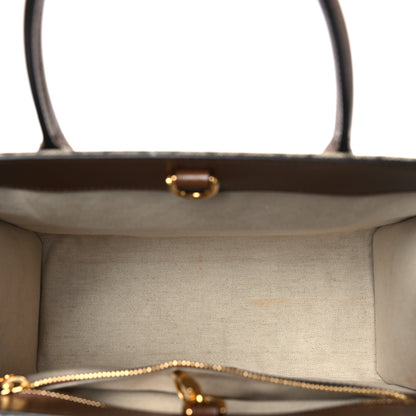 Gucci GG Supreme Monogram Azalea Calfskin Small Retro Interlocking G Tote Bag Beige Ebony Brown Sugar 5 of 9