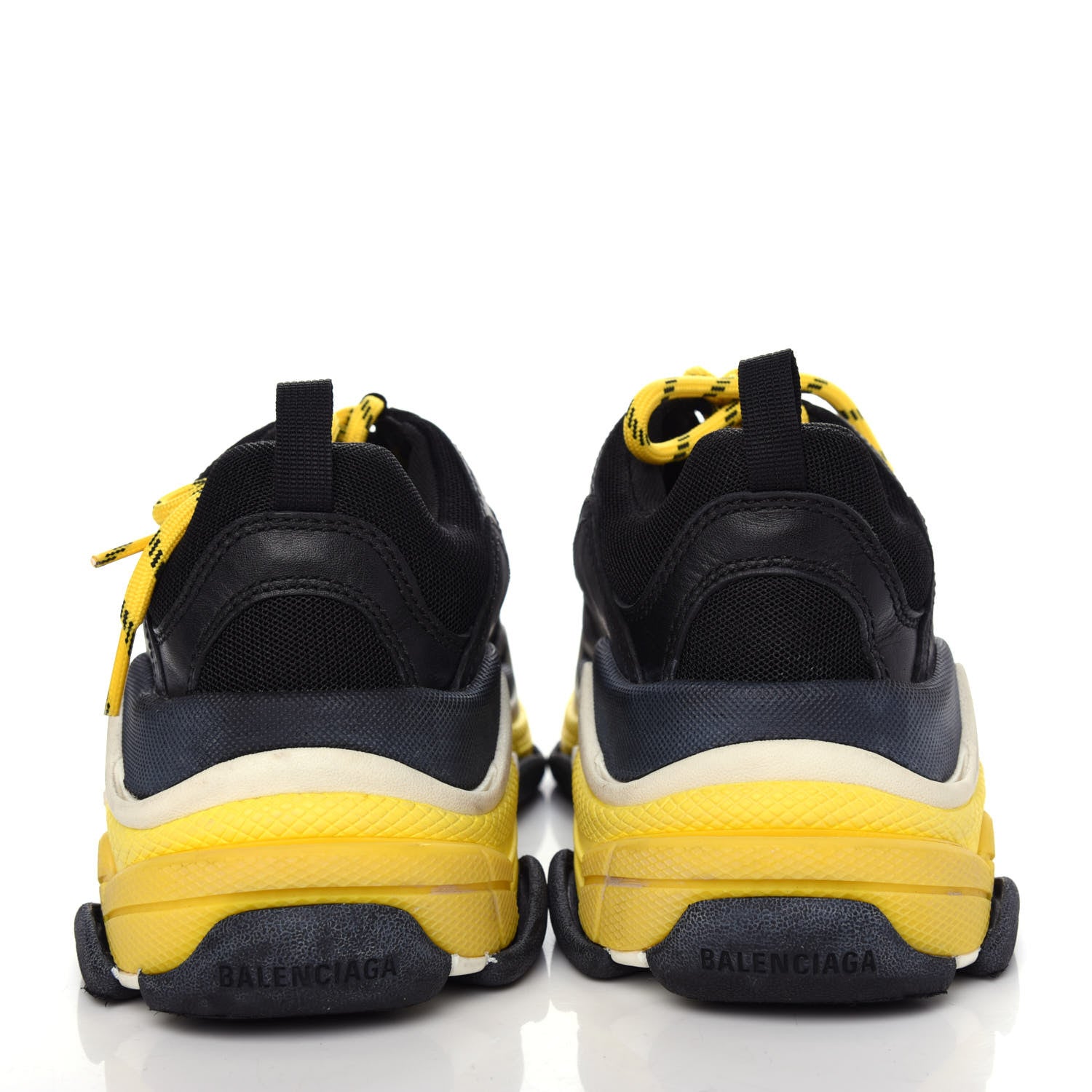 Balenciaga Fabric Mesh Womens Triple S Sneakers 38 Black Yellow 7 of 10