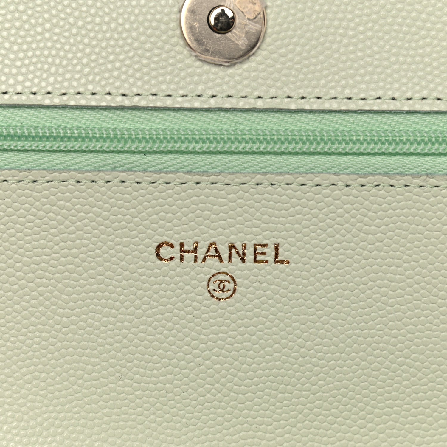 Chanel Caviar Quilted Wallet On Chain WOC Light Green 6 of 12