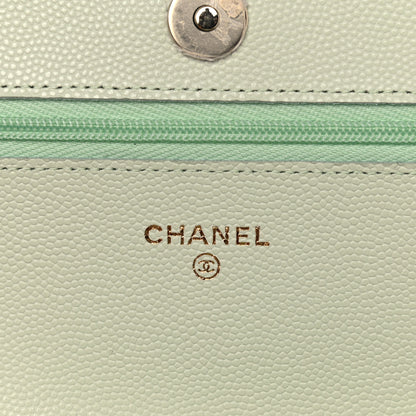Chanel Caviar Quilted Wallet On Chain WOC Light Green 6 of 12