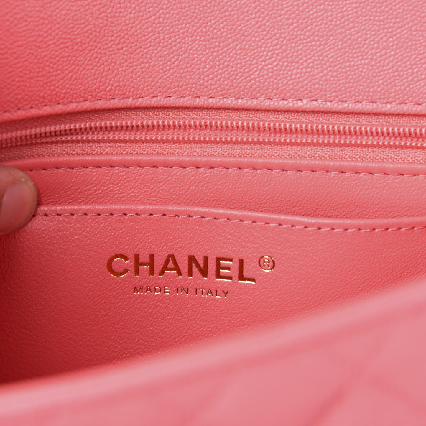 Caviar Quilted Mini Top Handle Rectangular Flap Pink