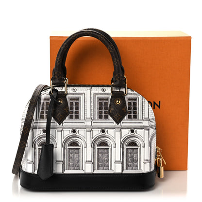 Louis Vuitton X FORNASETTI Calfskin Architettura Alma BB Black White 10 of 10