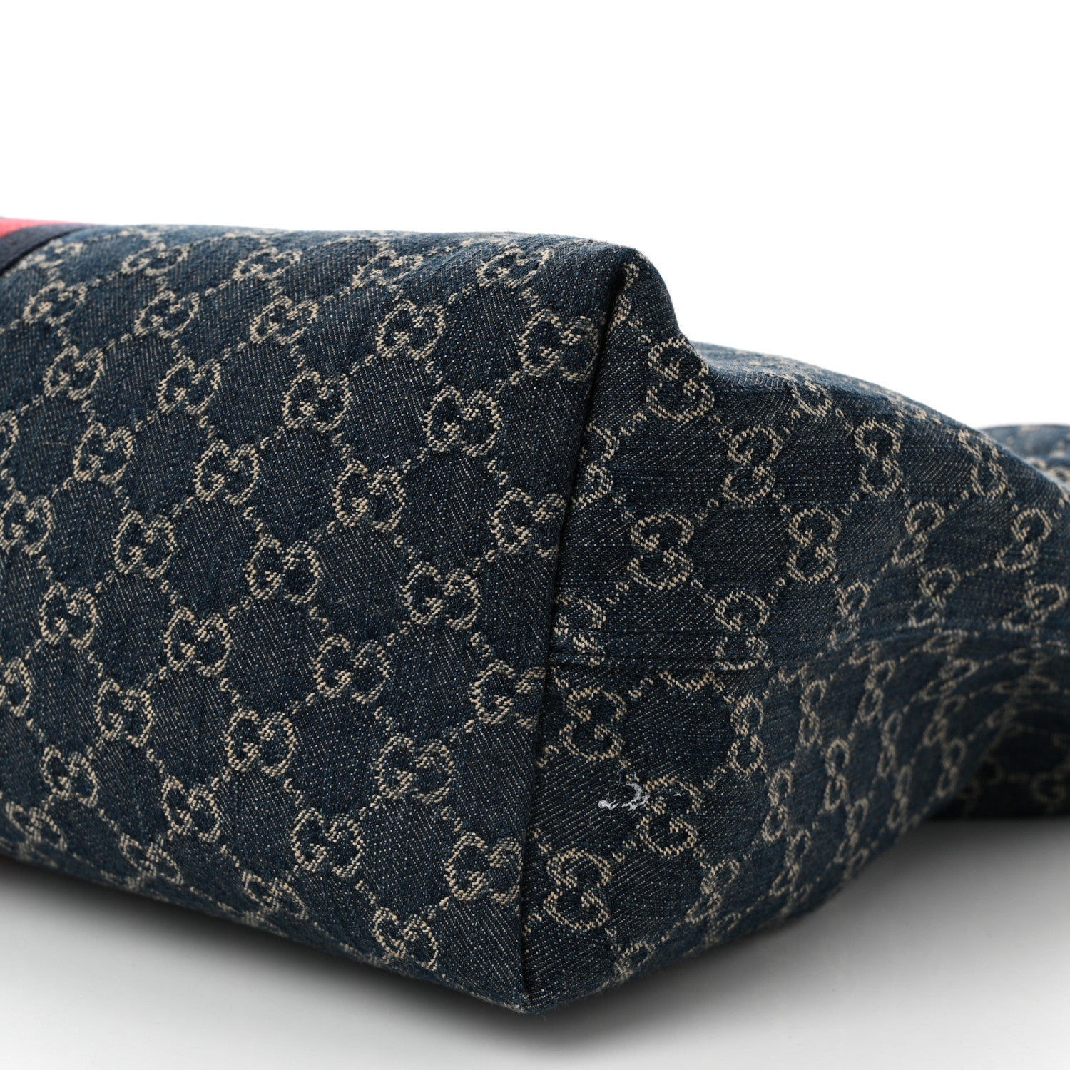 Gucci Denim GG Monogram Web Large Giglio Tote Blue 10 of 10