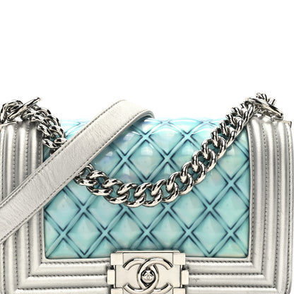 Chanel Metallic Lambskin PVC Quilted Small Boy Flap Blue 8 of 10