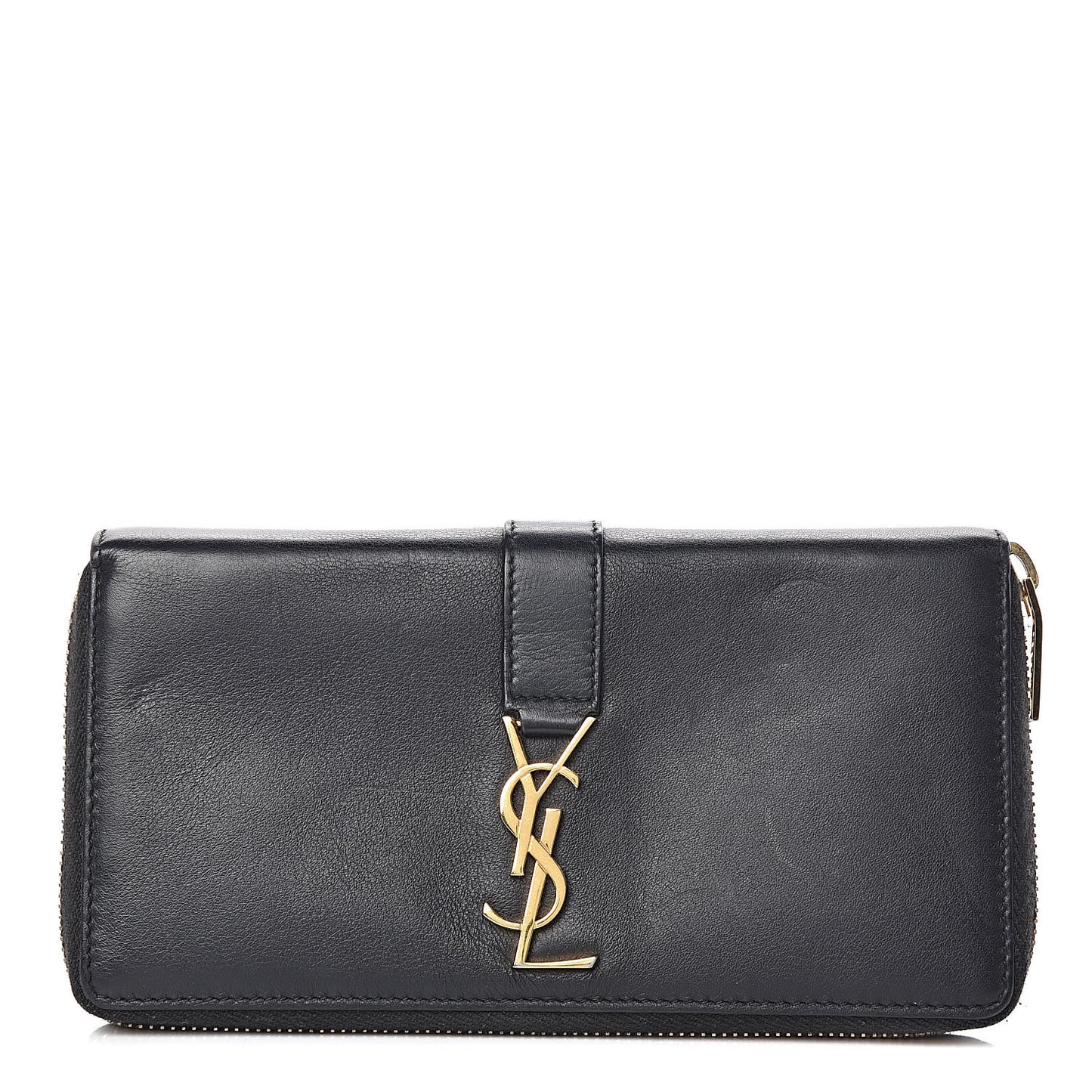 Calfskin Monogram Zip Around Wallet Black