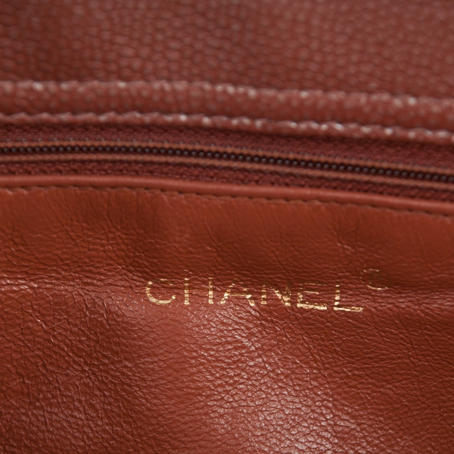 Metallic Caviar Quilted Shopping Tote Brown