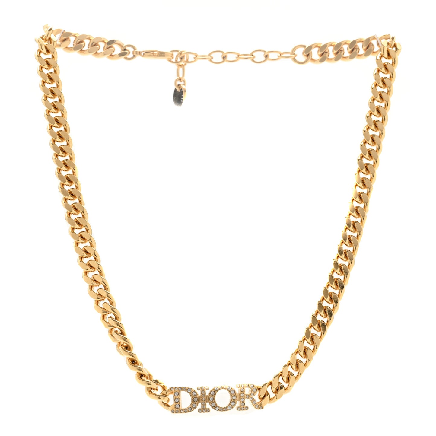 Metal Crystal Chain Choker Necklace Gold
