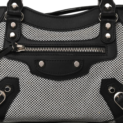 Balenciaga Calfskin Twill Classic Silver Hardware Mini City Black White 8 of 12