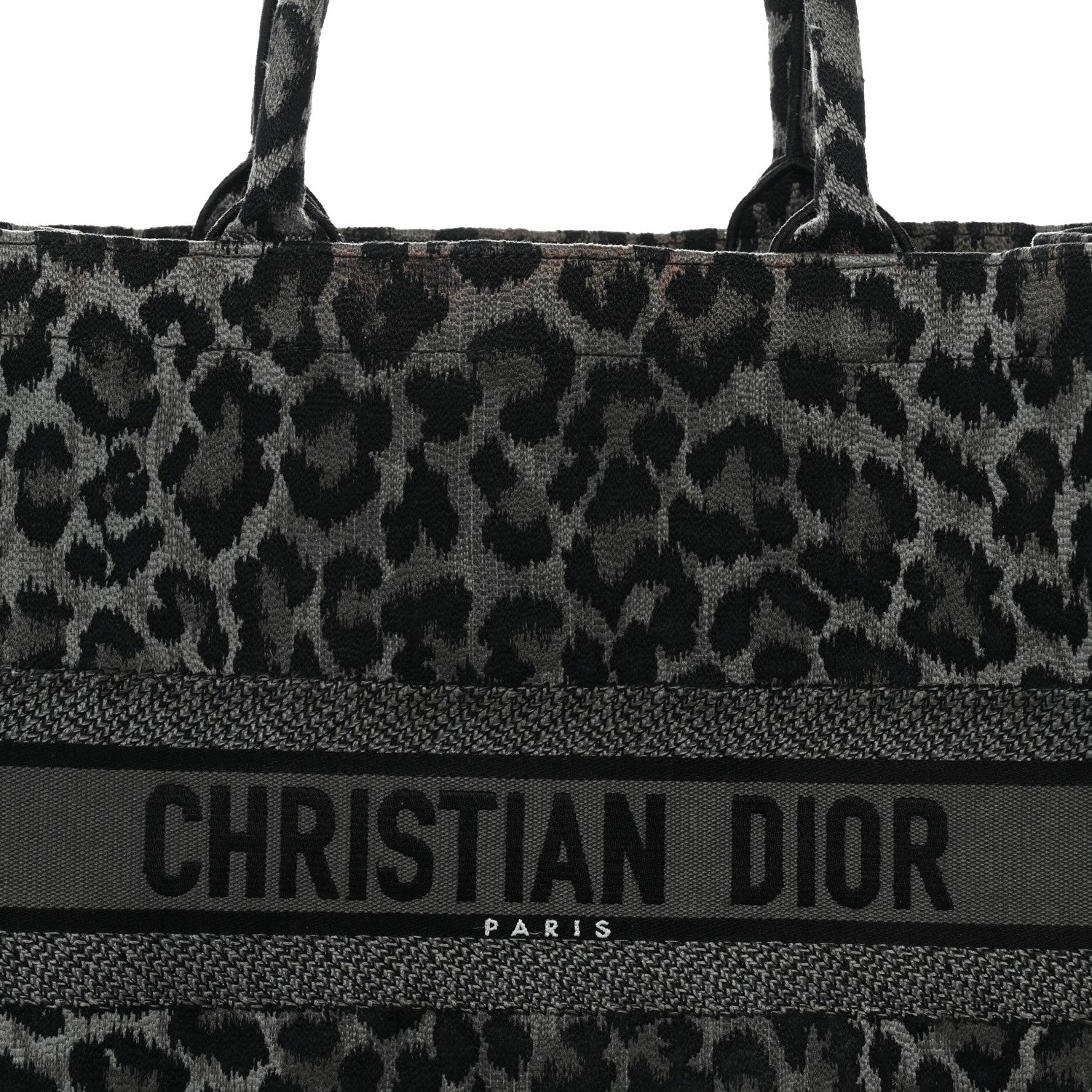 Christian Dior Canvas Mizza Embroidered Large Leopard Book Tote