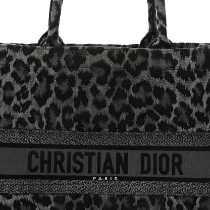 Christian Dior Canvas Mizza Embroidered Large Leopard Book Tote Grey 8 of 15
