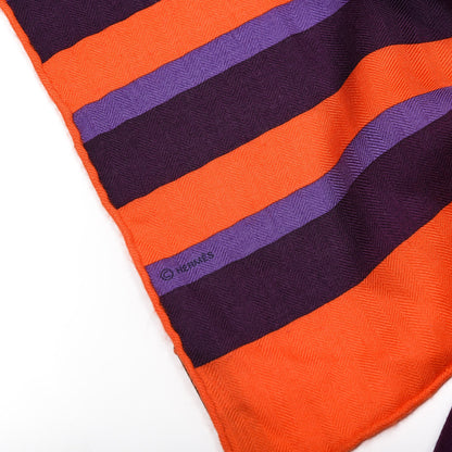 Hermes Cashmere Silk H Au Galop Shawl 140 Vermillon Violet 4 of 5