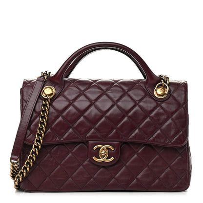 Chanel Glazed Calfskin Castle Rock Large Flap Burgundy 1 of 9