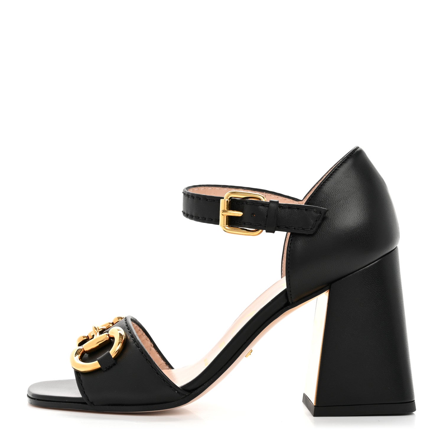 Gucci Nappa Horsebit Cross Strap 95mm Sandals 35 Black 1 of 10