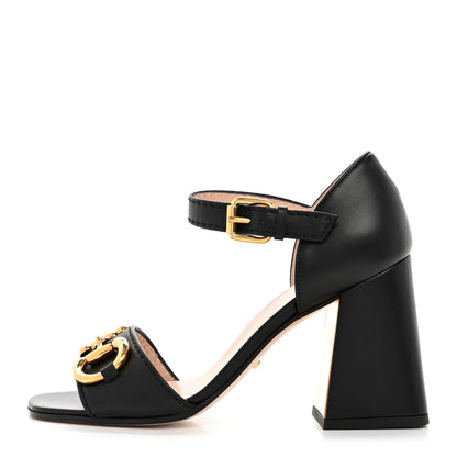 Gucci Nappa Horsebit Cross Strap 95mm Sandals 35 Black 1 of 10