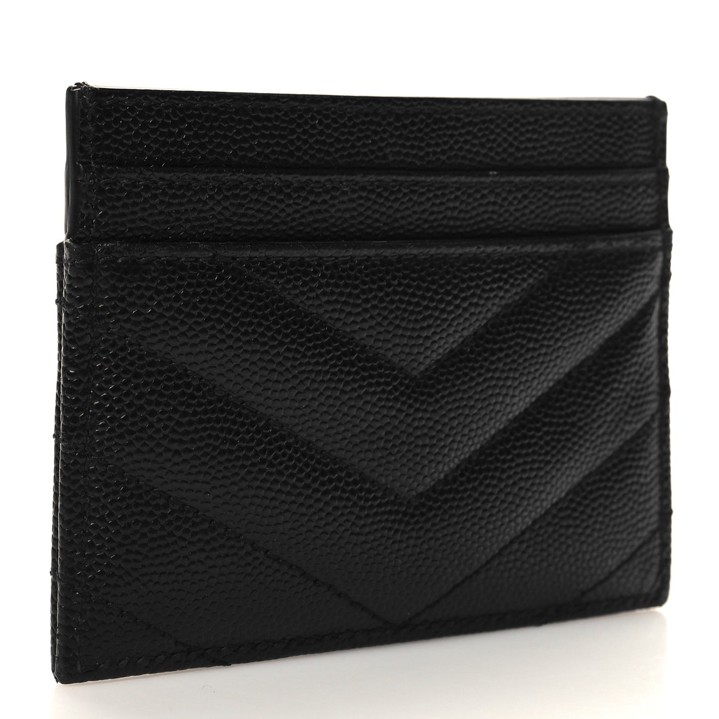 Grain De Poudre Matelasse Chevron Monogram Credit Card Case Black