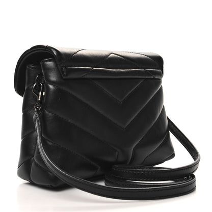 Saint Laurent Calfskin Y Quilted Monogram Monochrome Toy Loulou Crossbody Bag Black 3 of 12
