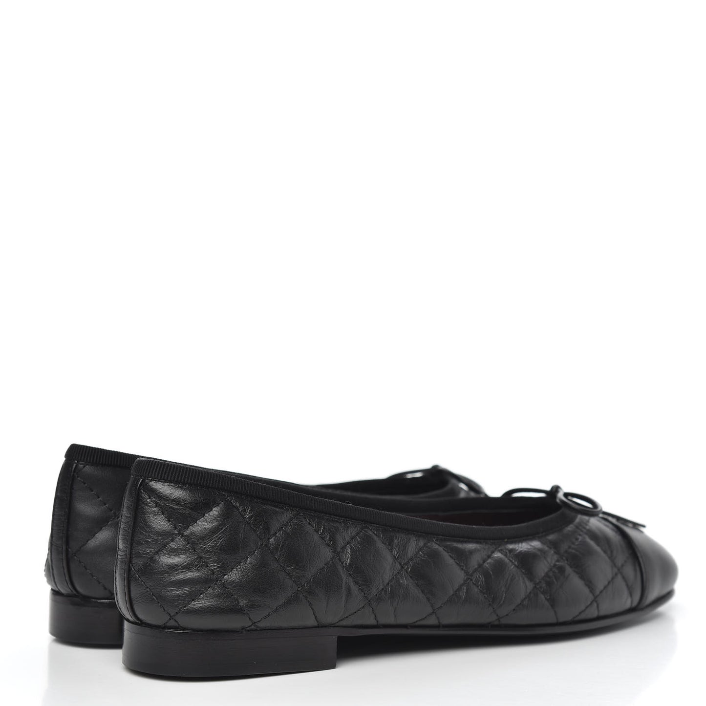 Lambskin Quilted Cap Toe Ballerina Flats 37 Black