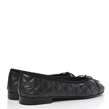 Chanel Lambskin Quilted Cap Toe Ballerina Flats 37 Black 4 of 9