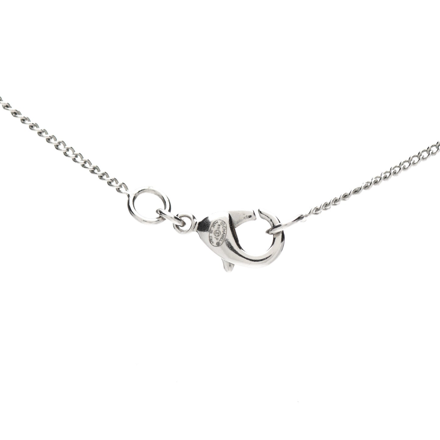 Crystal CC Drop Necklace Silver